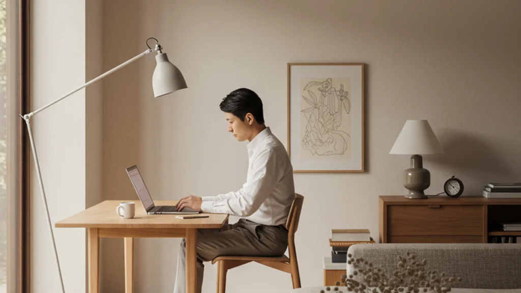 私用と仕事が混ざる支出をイメージした自宅作業スペースの写